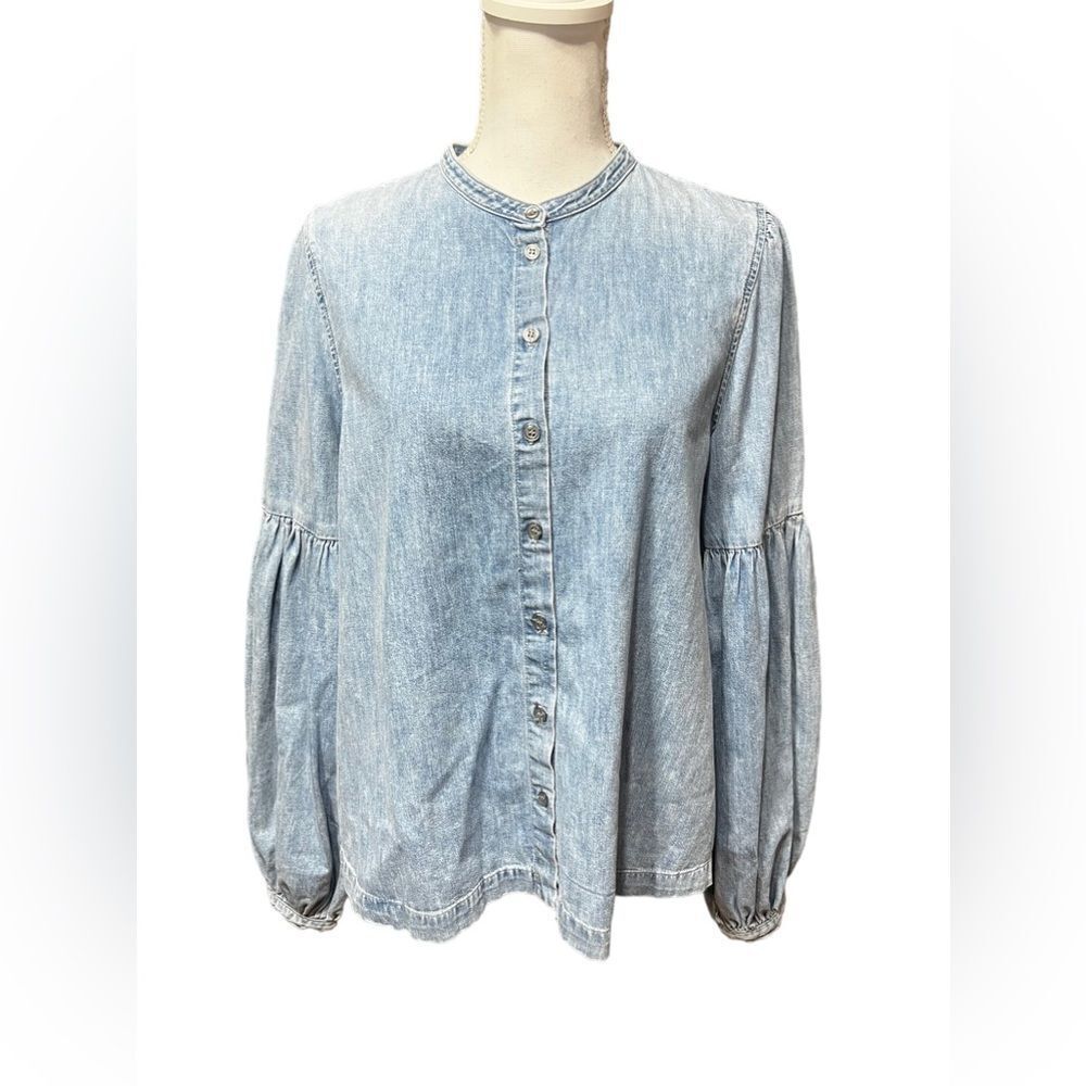 CITIZENS OF‎ HUMANITY denim puff sleeve button shirt large